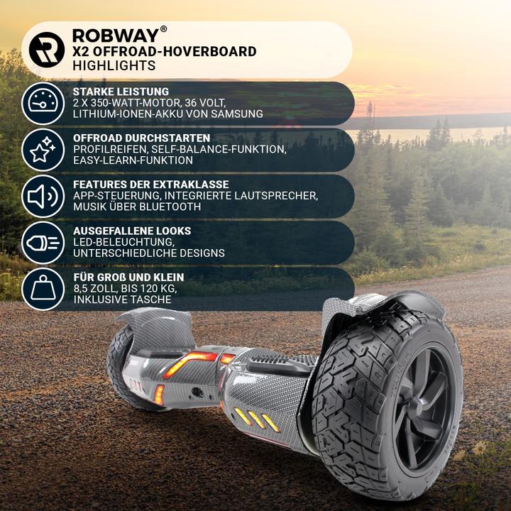 Produktbild Robway Hoverboard X2 E-Balance Board Scooter Elektro Roller Smart Self Balance (Woodland Camo Offroa