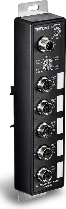 Immagine prodotto Trendnet TI-XPG50 Switch ferroviario PoE+ a 5 porte industriali EN50155 M12 Gigabit (6 Porti)