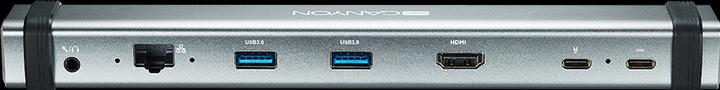 Produktbild Canyon DS-6 Multiport Docking Station with 7 jungtys: 2*Type C+1*HDMI+2*USB3.0+1*RJ45+1*audio 3.5mm (USB-C, 7 Ports)