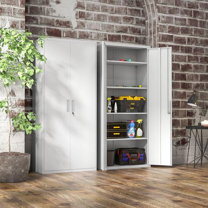 Produktbild Swisshandel24 Aktenschrank, Büroschrank mit 2 Türen, verstellbarer Ablage für Arbeitszimmer (80 x 40 x 180 cm)