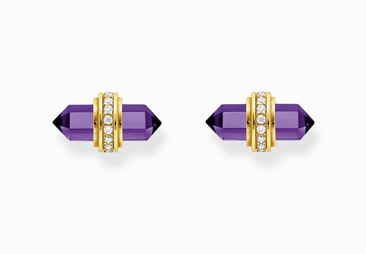 Immagine prodotto Thomas Sabo Orecchini a perno placcati in oro con cristallo di onice viola (Argento 925, Doratura in oro giallo 750)