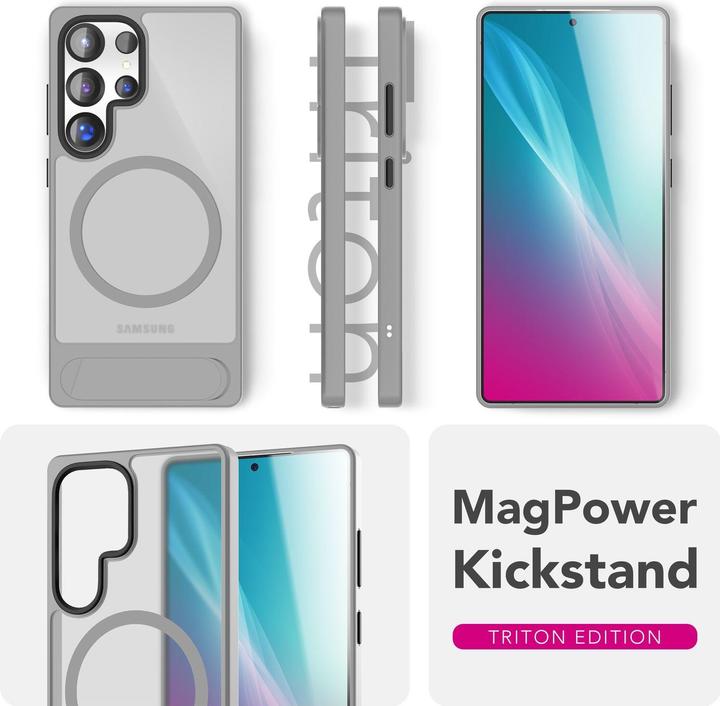 Produktbild Nalia Triton - Durchsichtige Standfuss Hülle mit MagSafe Ring - Kickstand Hardcover (Samsung Galaxy S25 Ultra)