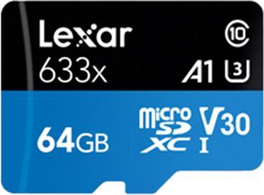 Actual product image Lexar High-Performance 633x microSDHC/microSDXC UHS-I U3 (64 GB, microSDXC, U3, UHS-I)