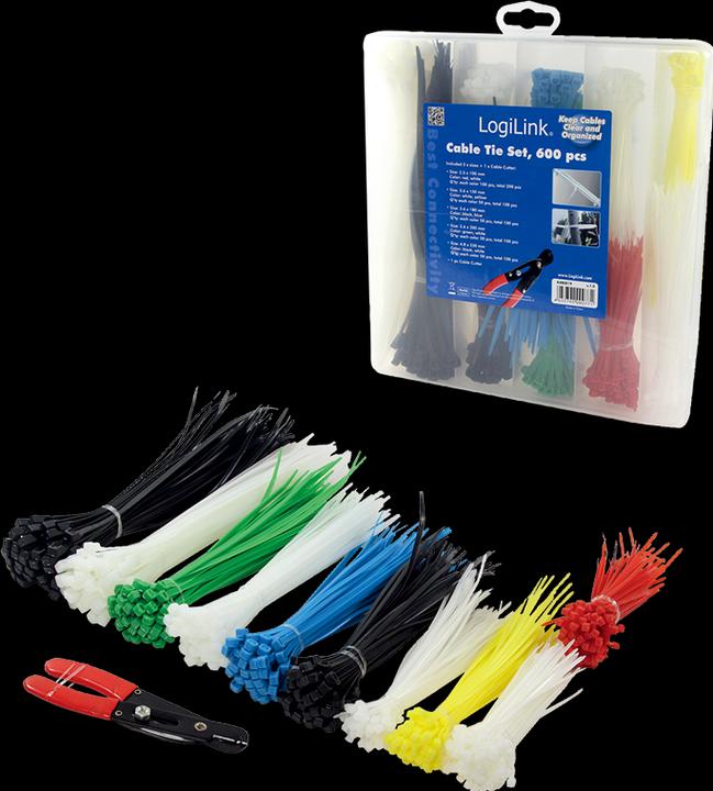 Actual product image LogiLink Cable tie set, 600 pieces incl. wire stripper (Plastic cable ties, 230 mm, 600 pcs.)