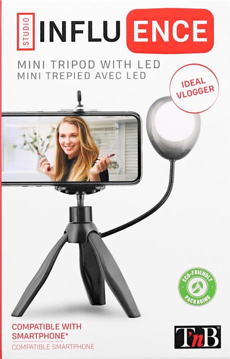 Produktbild T'nB Influence mini Tripod mit LED 7500k,20cm hoch, 3 modis, 360°