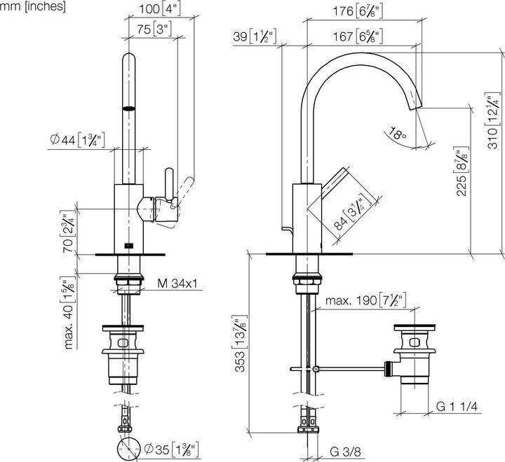 Actual product image Dornbracht 33500661-06 WT-EHM with Meta drain fitting