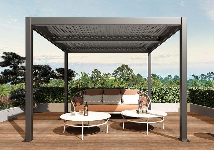 Immagine prodotto Mendler Pergola HWC-L46, telaio in alluminio da 11 cm, grondaia anti-pioggia, 3x4m, antracite (300 cm, 400 cm)