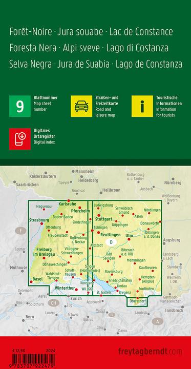 Produktbild Schwarzwald - Schwäbische Alb - Bodensee, Strassen- und Freizeitkarte 1:150.000, freytag & ber