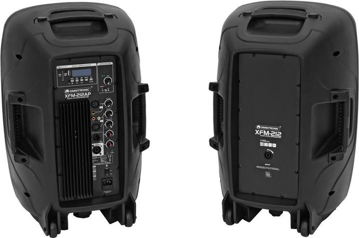 Actual product image Omnitronic Active PA speaker set XFM 212AP Bluetooth, incl. microphone, trolley function (Active, 1x 150 W)