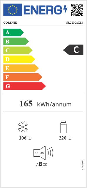 Energie-Label Gorenje NRC61CSXL4 (326 l)