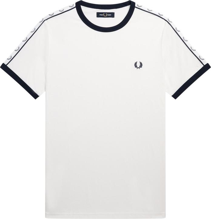 Fred Perry T-Shirt mit kontrastfarbenen Bündchen und Streifen (XL)