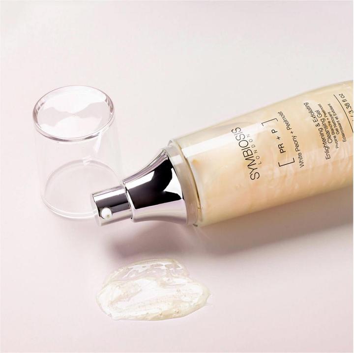 Actual product image Symbiosis White Peony + Peelmoist) Enlightening & Exfoliating Cleansing Gel (Cleaning cloths, 100 ml)