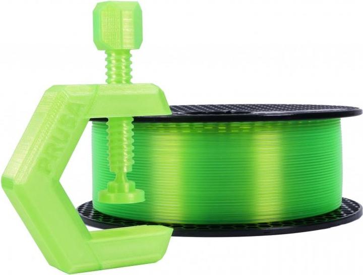 Actual product image Prusa Prusament PETG Neon Green Transparent 1kg (PETG, 1.75 mm, 1000 g, Green)