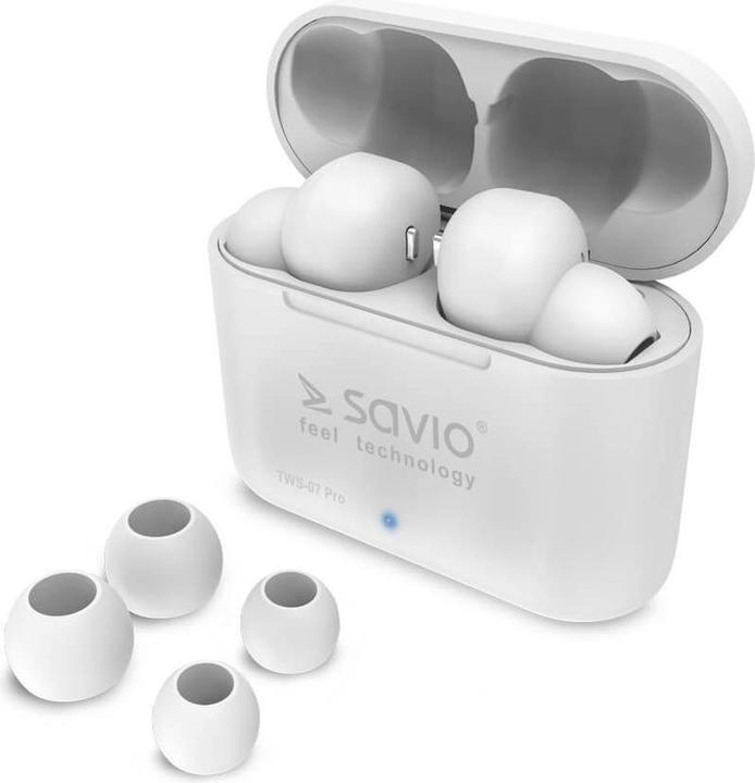 Actual product image Savio TWS-07 PRO Bluetooth Earphones Headphones White (4 h, Wireless)