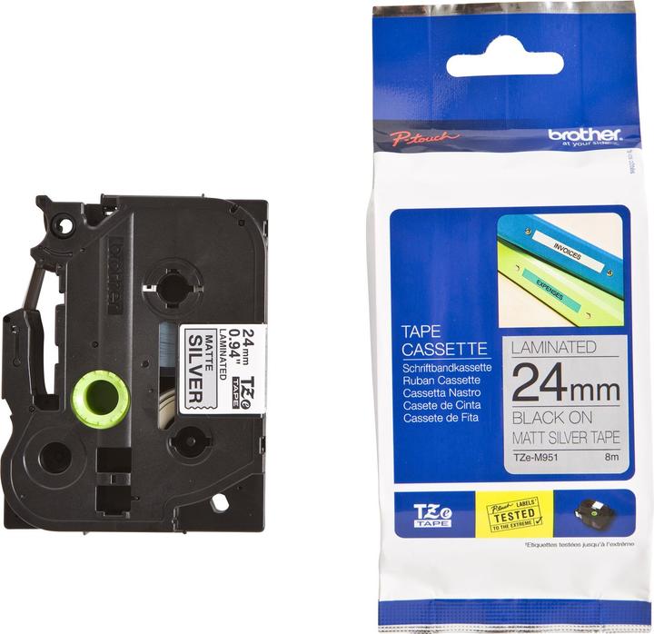 Actual product image Brother Tze-M951 (2.40 cm, Black, Silver)