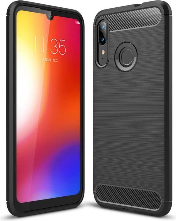 Actual product image König Design Case Mobile Protection for Motorola E6 Plus Case Cover Bumper Carbon Optics TPU Grey (Motorola Moto E6 Plus)