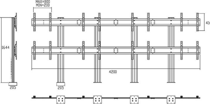 Produktbild Multibrackets M Public Video Wall Stand 8-Screens 40-55" Black