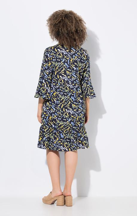 Produktbild Ulla Popken Jerseykleid, A-Linie, Tunika-Ausschnitt, 3/4-Arm (56)