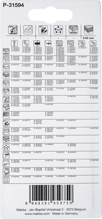 Produktbild Makita P-31594 Siarapjūklio pjūkleliai BIM 4/75MM 5Vnt. Medžiui