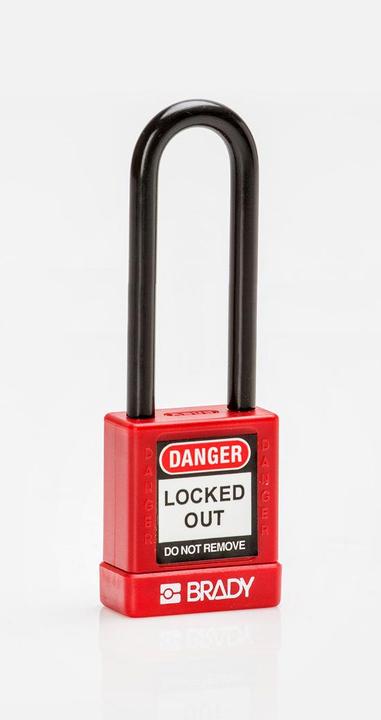 Actual product image Brady High security lock, Aluminium lock with Nylon protection, With steel shackle, Red, Shackle height