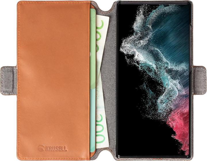 Actual product image Krusell Leather PhoneWallet Samsung Galaxy S22 Ultra cognac (62469) (Samsung Galaxy S22 Ultra)