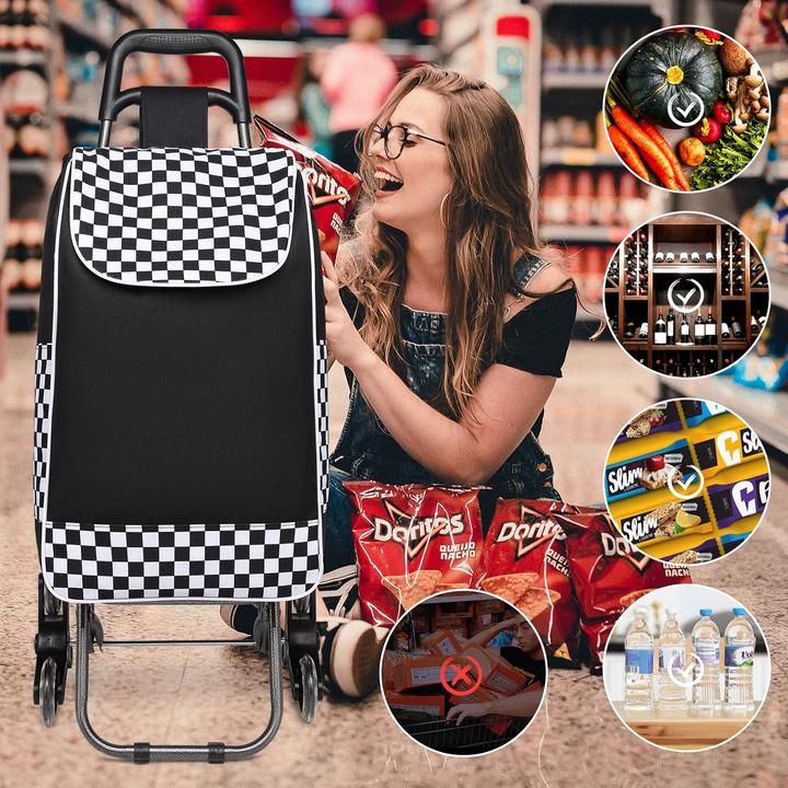 Image du produit Kono Klappbarer Treppensteiger-Einkaufstrolley mit abnehmbarer Tasche