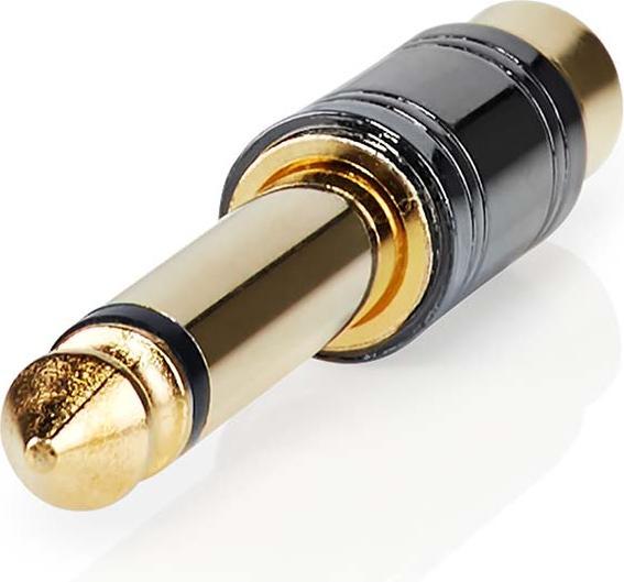 Actual product image Nedis Mono audio adapter | 6.35 mm plug | RCA socket | Gold-plated | Straight | Metal | Metal | 1
