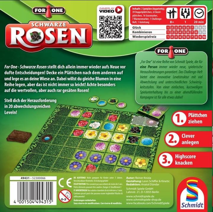 Actual product image Schmidt Spiele For One Black Roses (d) (German)