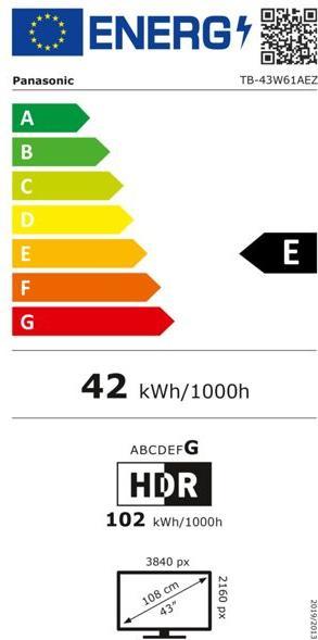 Energie-Label Panasonic TV-43W61AEZ (43", W61A, LED, 4K, 2025)