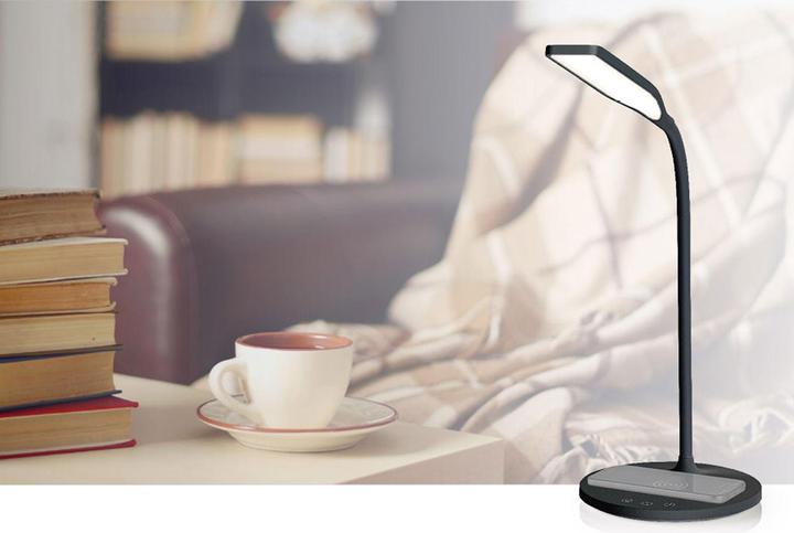 Produktbild Nedis LED-Lampe mit Wireless-Ladegerät | DimmSchalter | LED / Qi | 10 W | mit Dimmung | Kaltweiss / (350 lm)