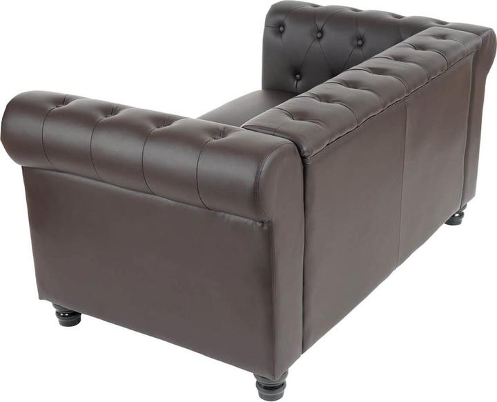 Produktbild Swisshandel24 Luxus 2er Sofa Loungesofa Couch Chesterfield Kunstleder - runde Füsse, braun (2-Sitzer)