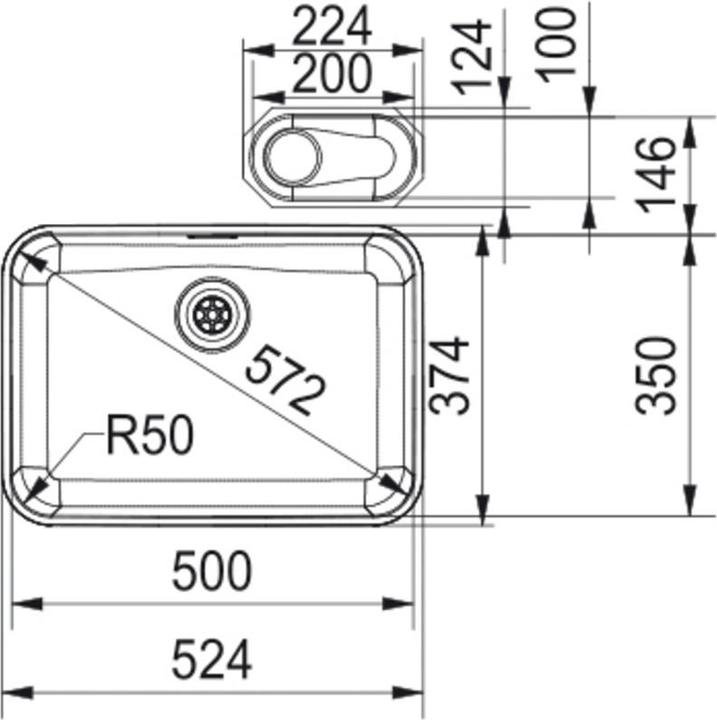 Image du produit Franke Evier en acier inoxydable Largo LAX 110-50/35 + 110-10 (Evier sous plan, 60 cm)