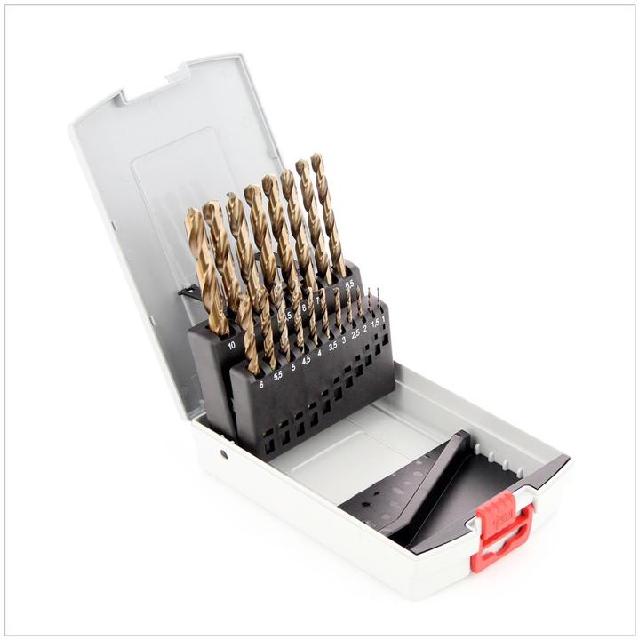 Produktbild Bosch Professional Zubehör PRO Stainless Steel HSS-Co Spiralbohrer-Set, 19-tlg. (1 mm, 1.5 mm, 2 mm, 2.5 mm, 3 mm, 3.5 mm, 4 mm, 4.5 mm, 5 mm, 5.5 mm, 6 mm, 6.5 mm, 7 mm, 7.5 mm, 8 mm, 8.5 mm, 9 mm, 9.5 mm, 10 mm)