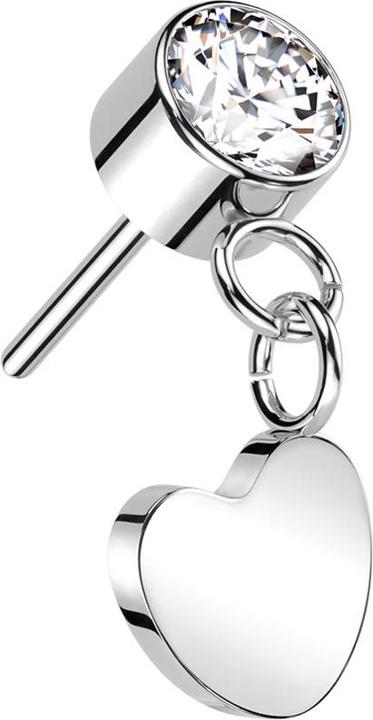 Star Piercing Threadless Zylinder silber Kristall silber Anhänger Herz silber (Titan G23, ohne Messing)