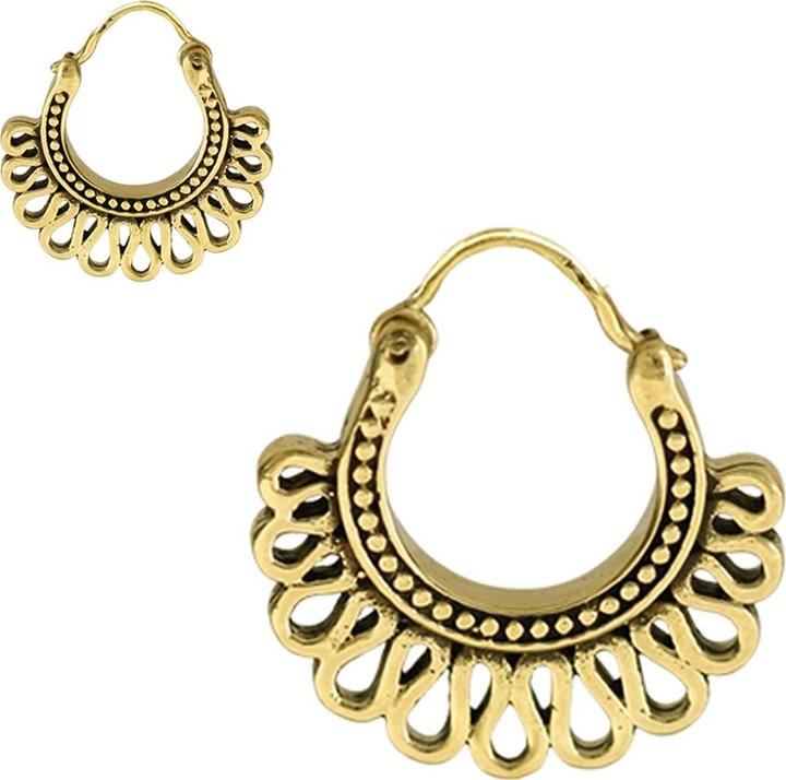 Star Piercing Ohrring vergoldet gepunktet mit Wellen (Messing)