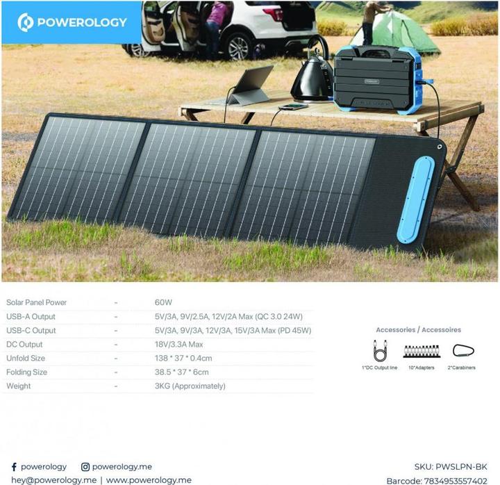 Produktbild Powerology Solar Panel (60 W, 3 kg)