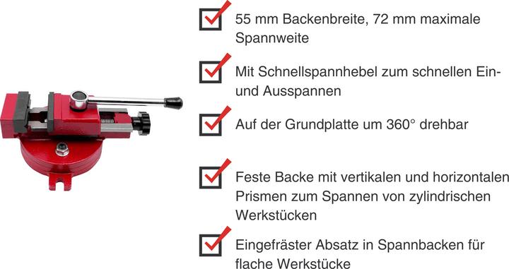Produktbild Paulimot SIEG Maschinenschraubstock drehbar, Schnellspanner 55 mm Backenbreite (72 mm)