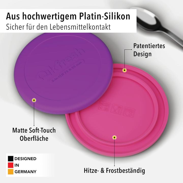 Actual product image Qikfresh Mehrweg Frischedeckel für Joghurtbecher Lila (2 x)