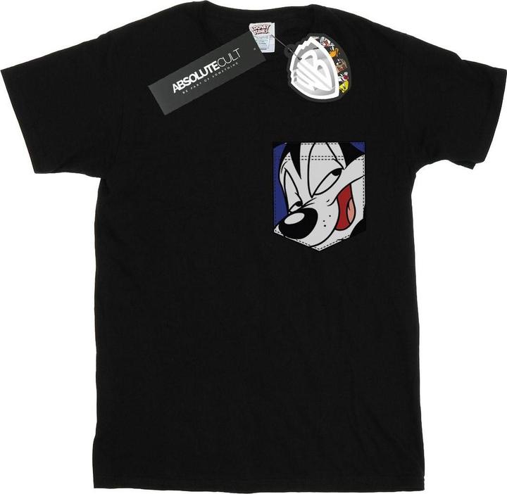 Looney Tunes Pepe Le Pew Face Faux Pocket TShirt (L)