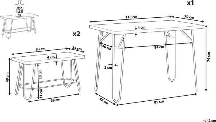 Actual product image Beliani Dining set grey marble look 4-seater 110 x 70 cm KEMPTON (110 x 70 x 76 cm)