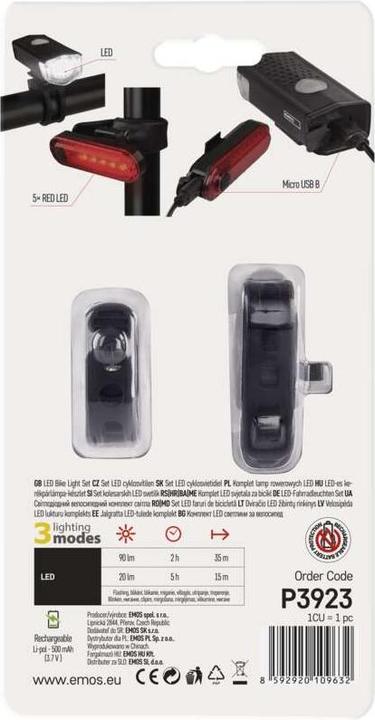 Actual product image Emos Bicycle lights (90 lm, 20 lm)