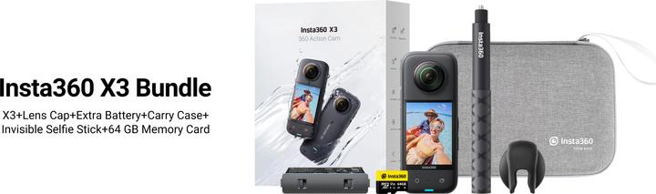Productafbeelding Insta360 X3 Bundel (30p, 5.7K, Bluetooth, WiFi)