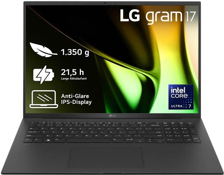 LG gram 17" Core Ultra 7 155H 16GB/512GB SSD Win11 schwarz 17ZV90S-G.AA75G (17", Intel Core Ultra 7 155H, 16 GB, 512 GB, DE)