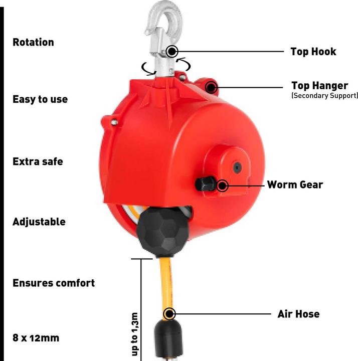 Actual product image Steinberg Druckluft Balancer 2,5 - 3,5 kg Gewichtsausgleicher Air Balancer Schlauch 1,3 m