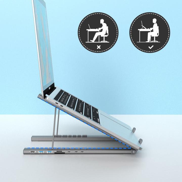 Actual product image Choetech 7in1 Laptop Stand Docking Station HUB-M48 (black) (USB-C, 7 Ports)
