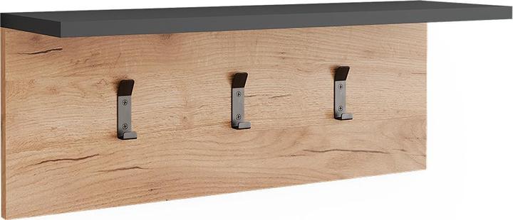 Produktbild Vichy Garderobe mit Hutablage Orlando, Anthrazit/Goldkraft Eiche, 60 x 21.6 cm