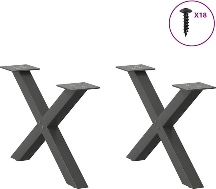 Produktbild VidaXL Esstischbeine X-Form 2 Stk. Anthrazit 70x(72-73) cm Stahl Tischbein