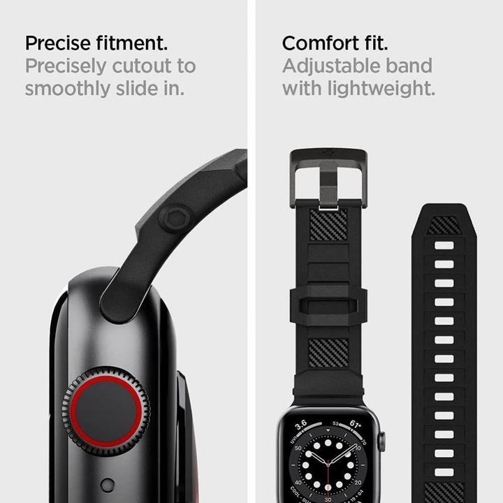 Image du produit Spigen BANDE RUGGED Apple Watch 4/5/6/7/8/SE (38/40/41MM) MATTE BLACK (38 mm, 40 mm, 41 mm, Polyuréthanes thermoplastiques (TPU))