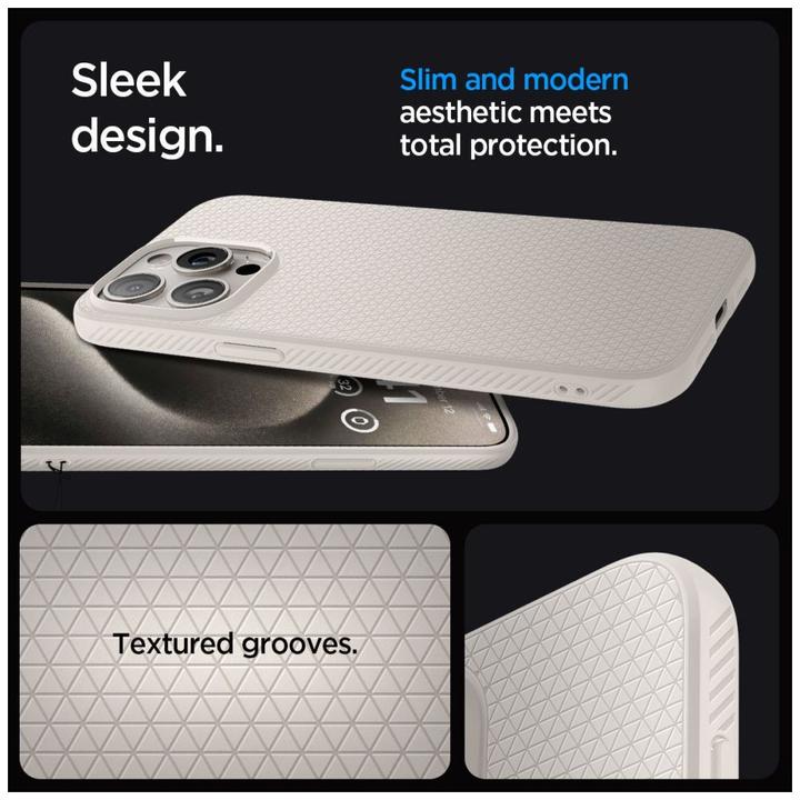 Produktbild Spigen Liquid Air Hülle für iPhone 15 Pro – natürliches Titan (Apple iPhone 15 Pro)