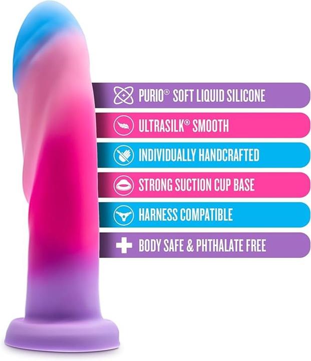 Actual product image Avant Blush Borealis Dreams Artisan 7.75 Inch Dildo - Hand Crafted with Purio® Liquid Silicone Wrapp